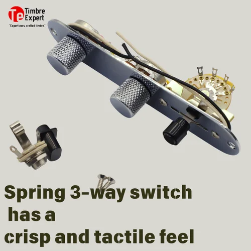 Imagen 2 del producto TimbreExpert Placa de control precableada para piezas de guitarra Telecaster, interruptor de resorte de 3 vías, potenciómetro de eje de cobre de 250K