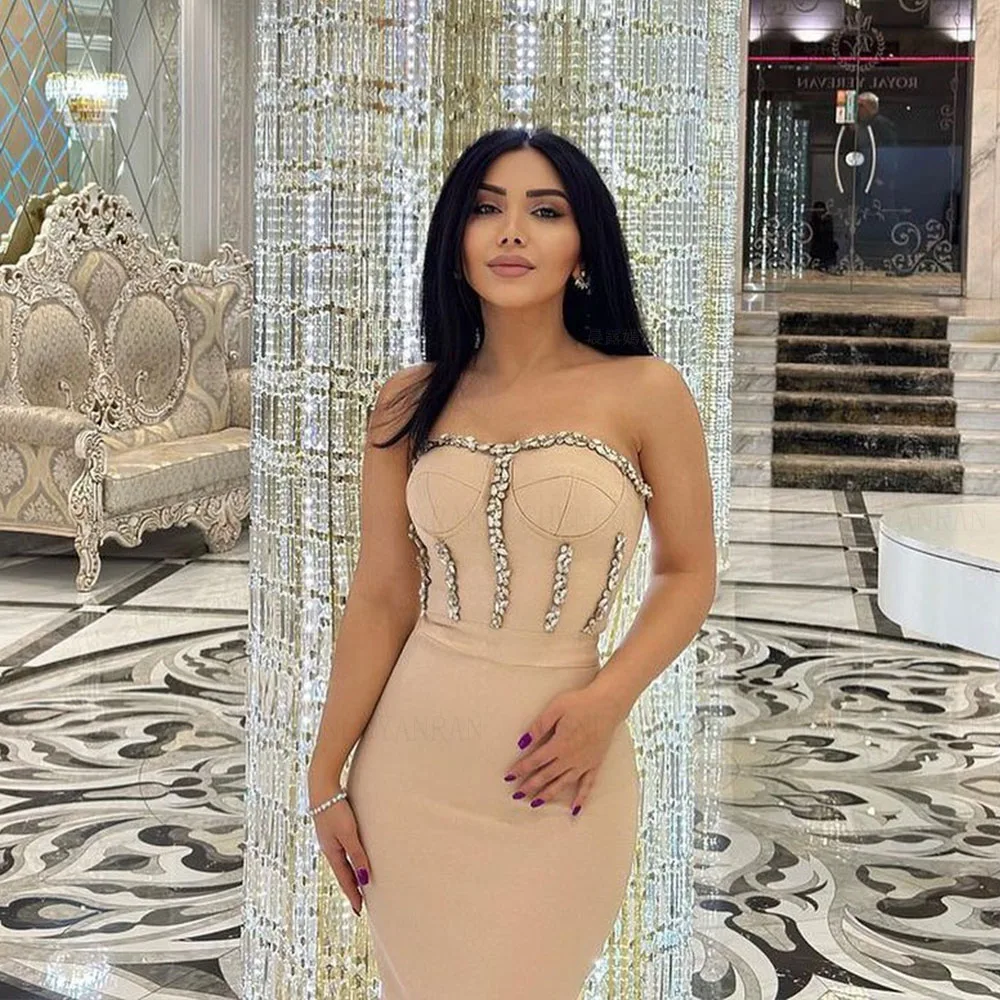 

Crystal Beading Formal Occasion Dresses 2023 Sweetheart Sexy Party Dress Tea-Length Mermaid Evening Gowns فساتين مناسبة رسمية