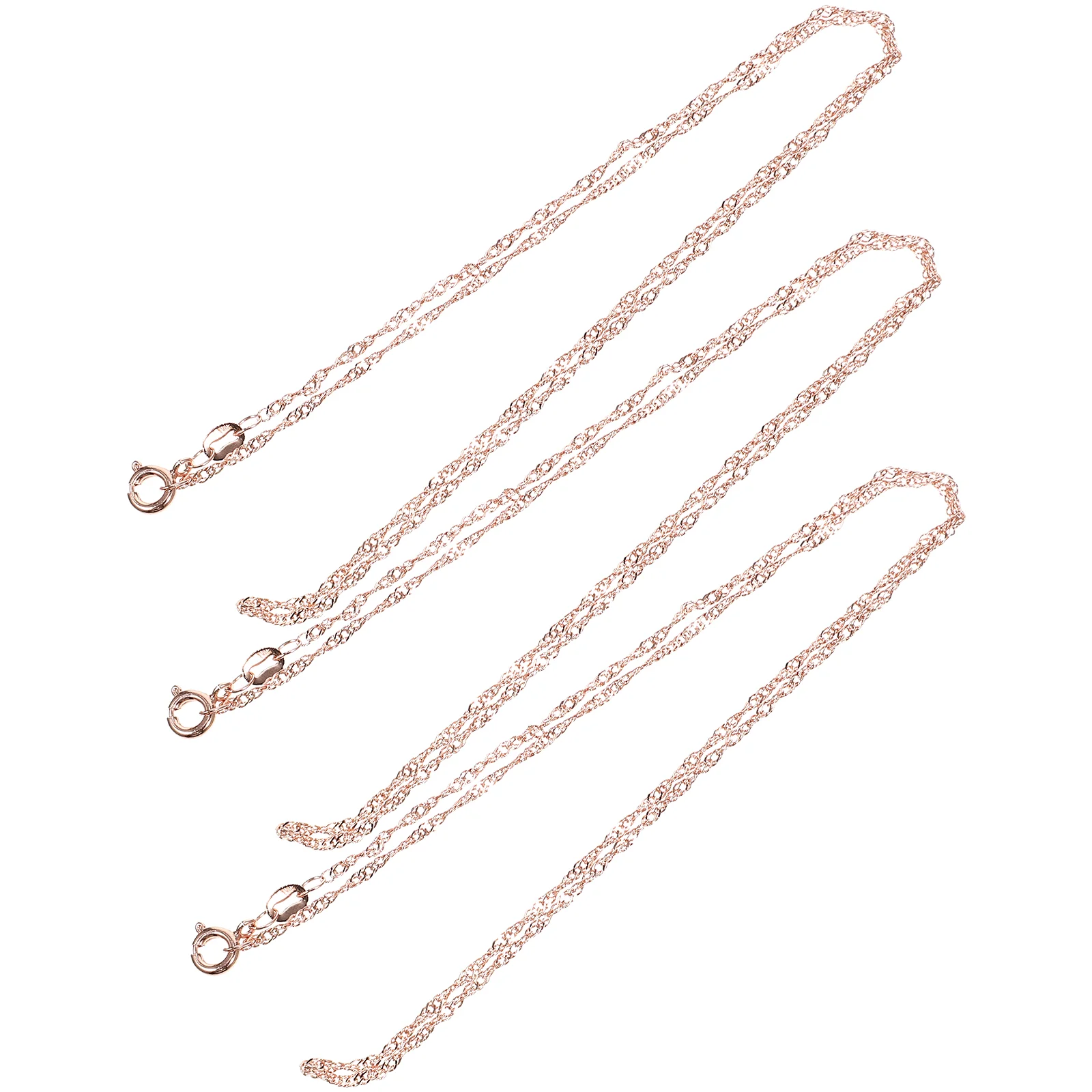 3 Pcs Rose Gold Wave Necklace Copper Chain Jewelry Making Supplies for Pendants Smooth Safe Versatile Gift Family Friends