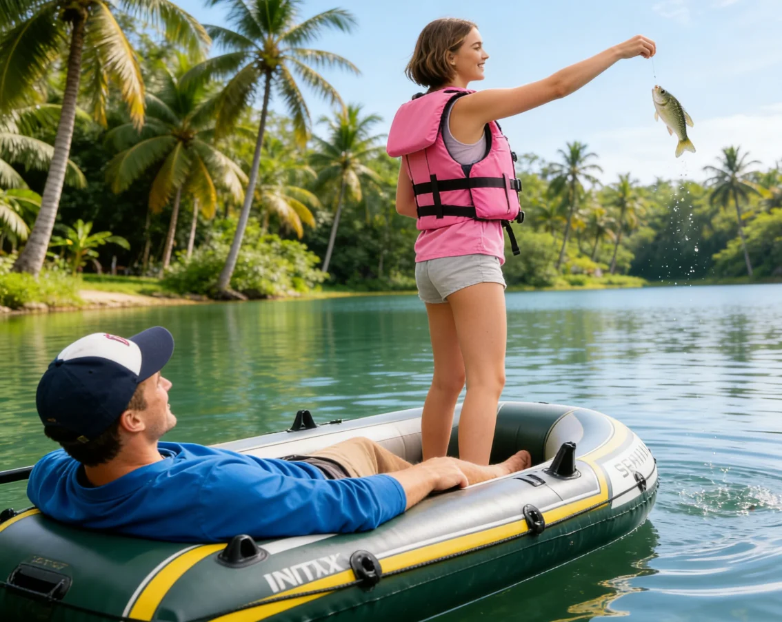 Bote Inflable para Pesca Intex 68347 Serie Sport, Seahawk para 2/3/4 Personas, Balsa Inflable para Pesca y Deportes Acuáticos al Aire Libre