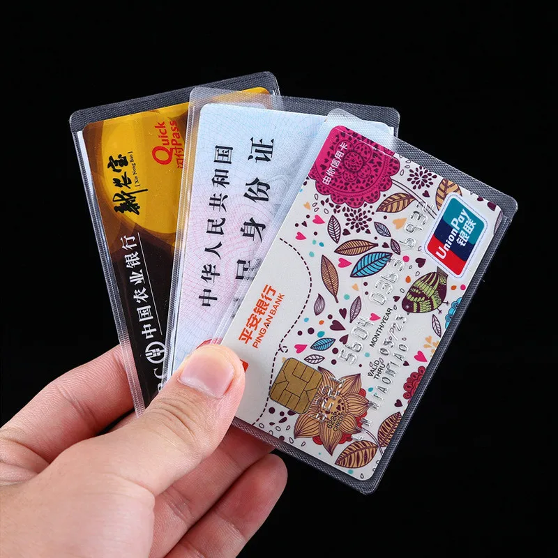 10pcs/lot Unisex PVC Clear Waterproof Protector Card Cover Student Bank Bus ID Credit Card Holder Business Working Card Cover