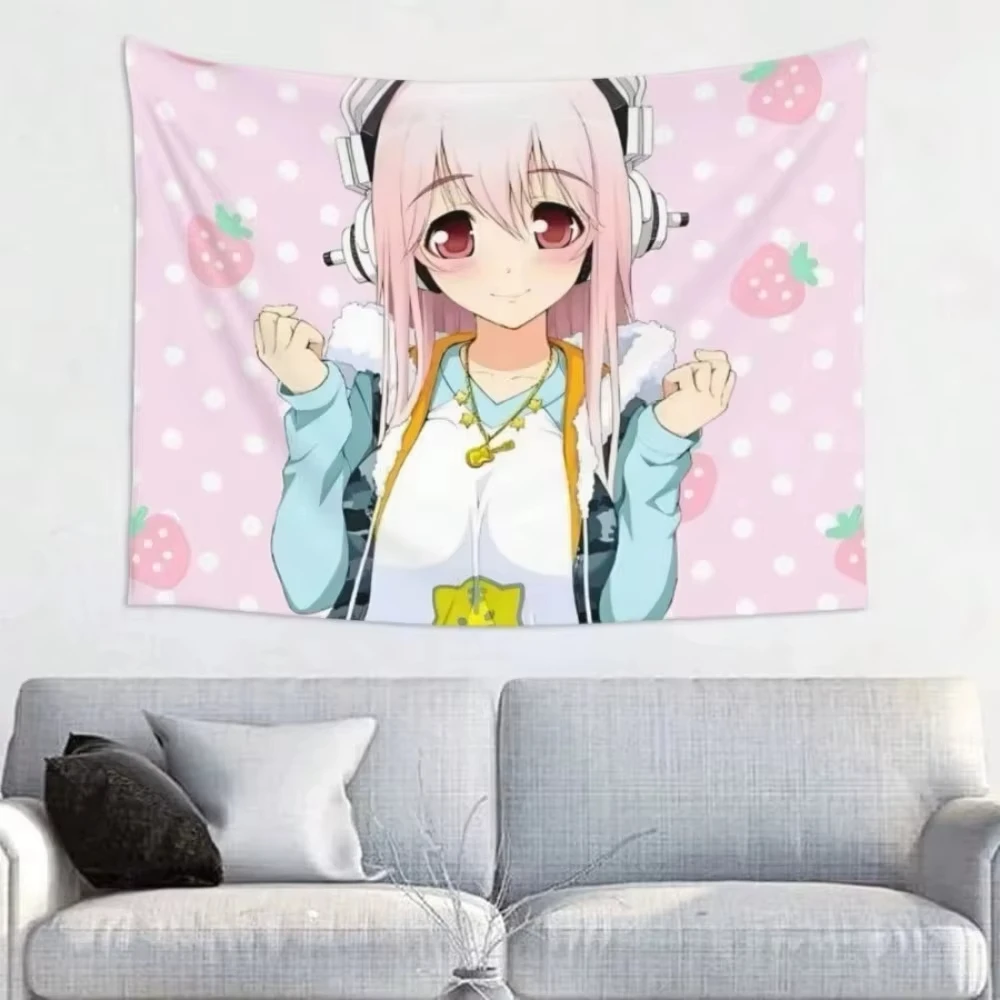 Best Seller Super Sonico Tapestry Instagram Kawaii Anime Blanket Wall Hanging Bed Sofa Decor