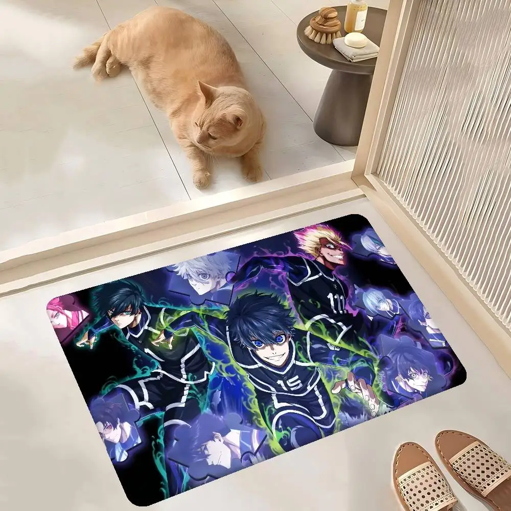 أنيمي الأزرق قفل مدخل باب حصيرة قابل للغسل عدم الانزلاق غرفة المعيشة أريكة الكراسي منطقة حصيرة المطبخ ترحيب ممسحة