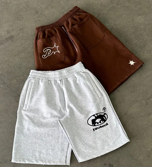 

Cotton Y2K Shorts Men Harajuku Embroidery Casual Shorts Vintage Streetwear Hip Hop Shorts 2025 Summer Loose Sports Shorts