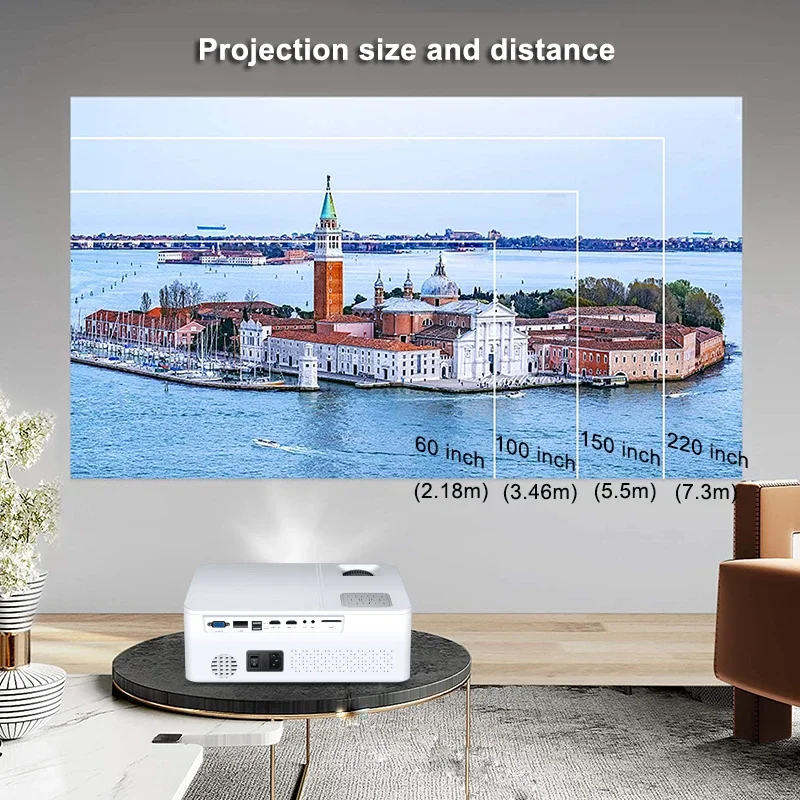 HD smart 300 inch 1080p 6000 lumen overhead phone android led projector 4k