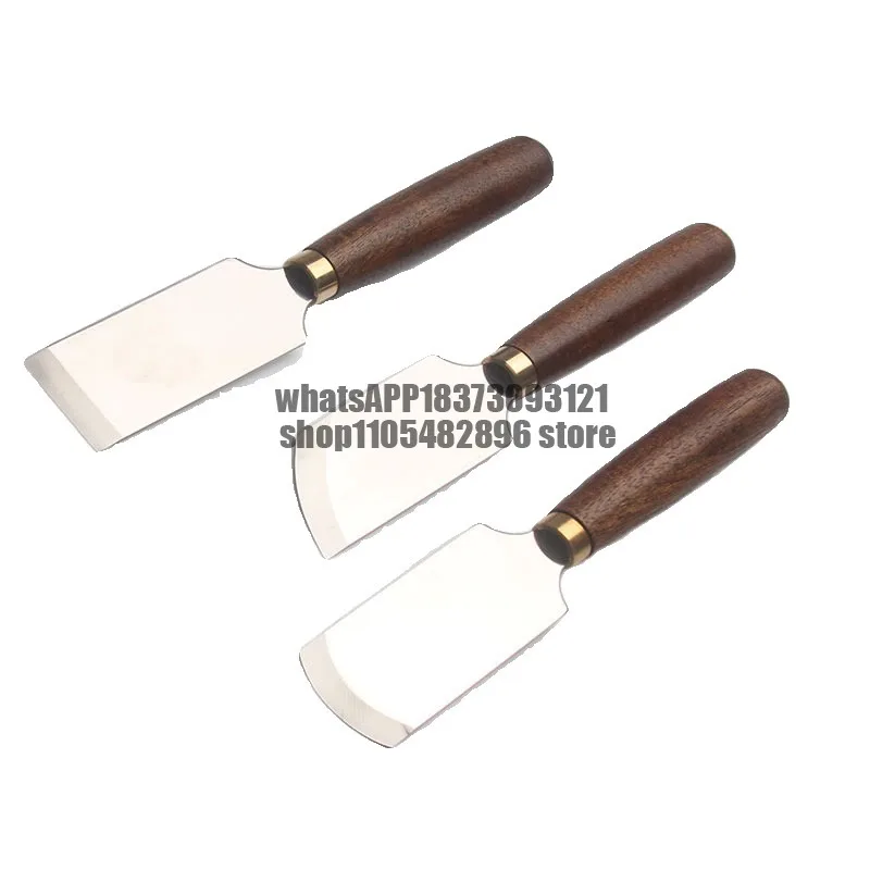 Solid wood handle D2 Japanese thin knife, cutting leather knife, oblique knife round knife handmade DIY leather leather knife