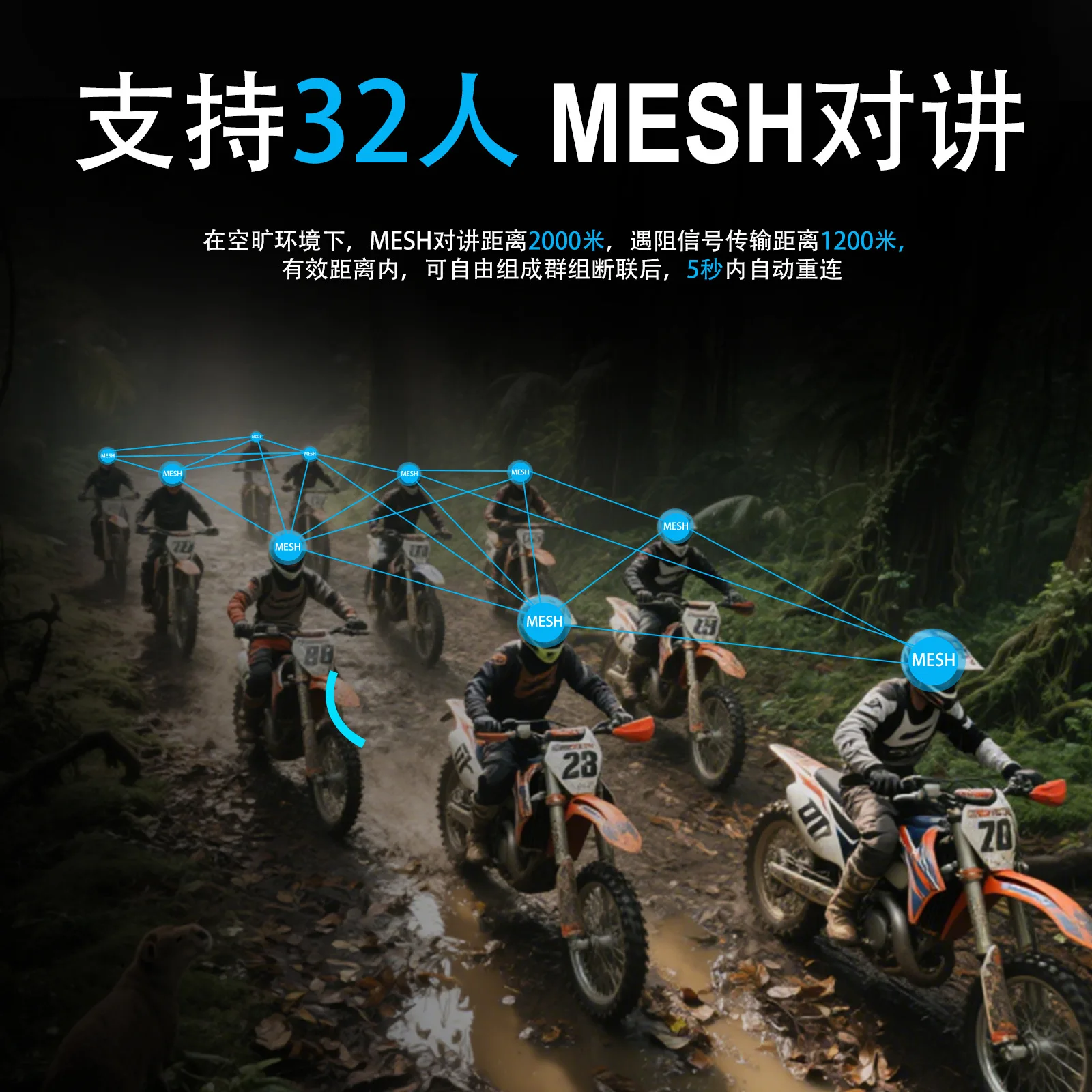 2025 hot sale Factory direct sales helmet Bluetooth headset MESH intelligent networking multi-person intercom motorcycle riding