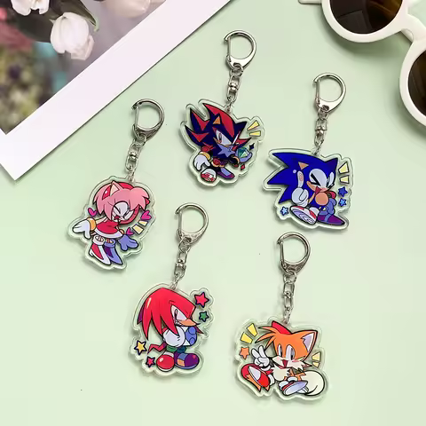 Anime Characters Sonic The Hedgehog Acrylic Keychain Accessories Shadow the Hedgehog Bag Charm Kawaii Funny Backpack Pendant