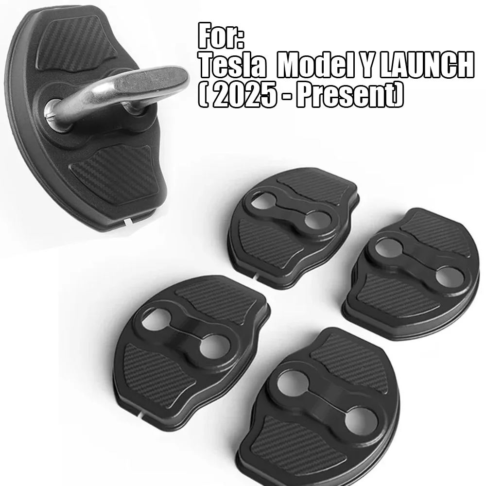 

For Tesla Model Y LAUNCH ( 2025 - Present) Car TPE Latch Shock Absorbing Pad 4PCS Door Lock Buckle Protection Cover Sticker