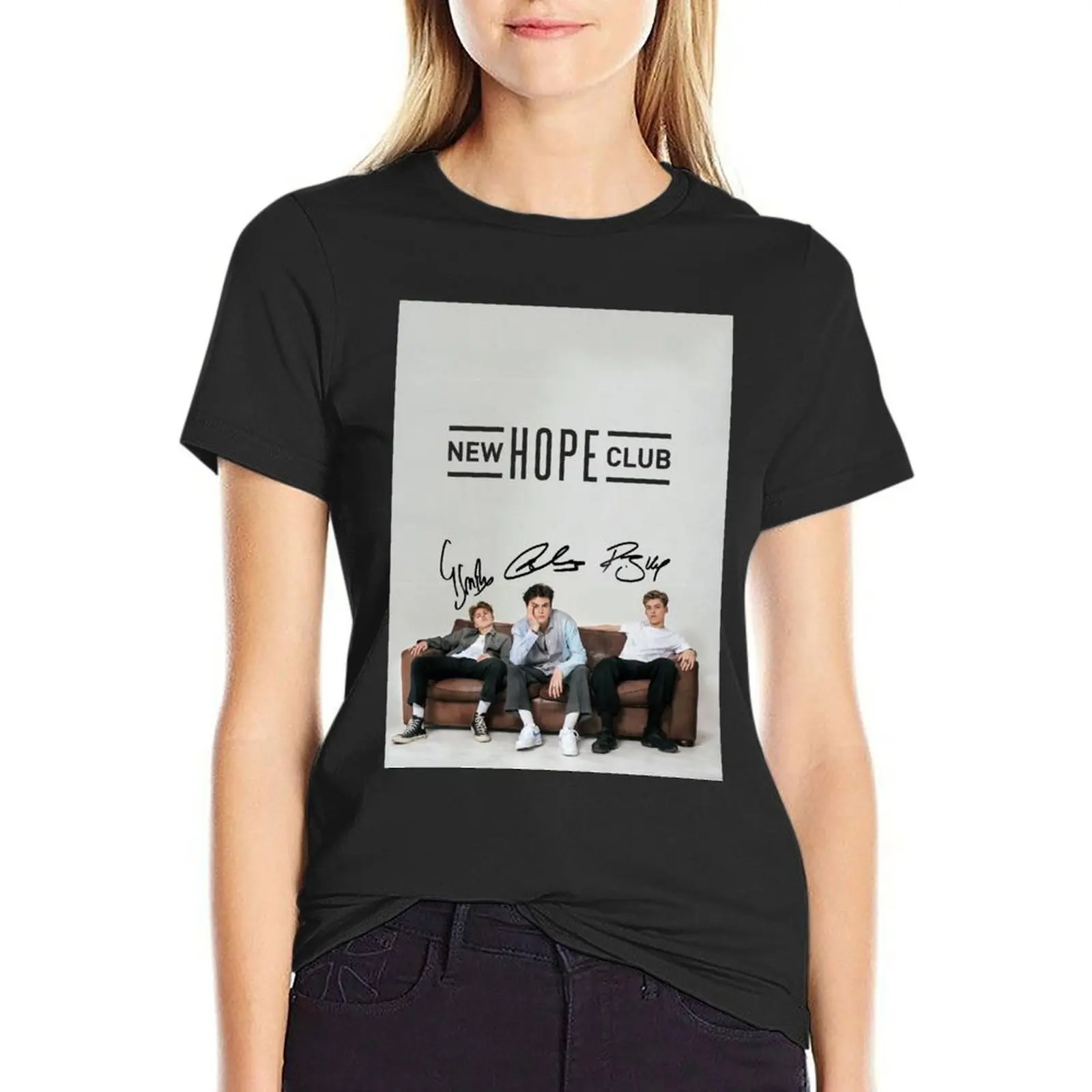 

new hope club distressed poster T-Shirt female tops Aesthetic clothing tops Women