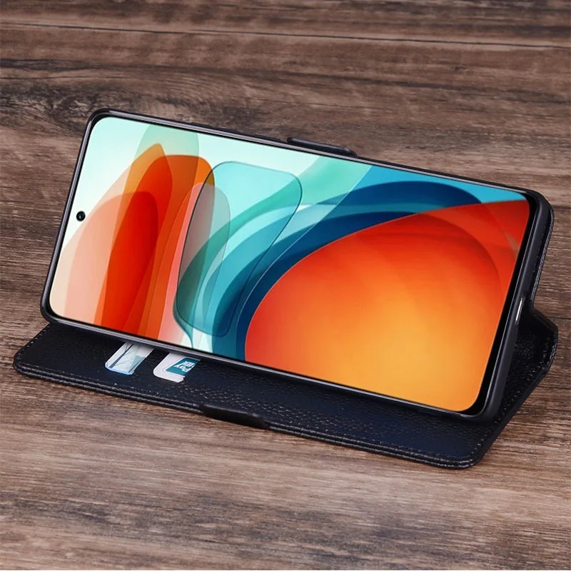 Hot Luxury Genuine Real Leather Wallet Phone Cases For Xiaomi Redmi Note 10 Note10 Pro Phone Bag Card Slot Pocket