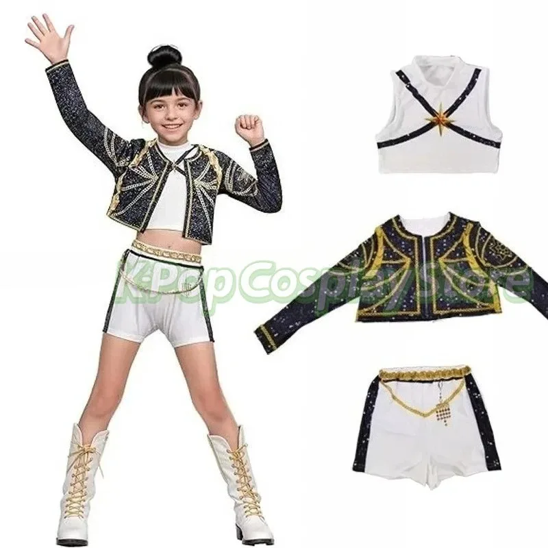 CyKids Girls Kpop Demon Hunter Cosplay Rumi Zoey Mira Cosplay Costume Set 3D Print Child Stage Performance Clothes Halloween Par