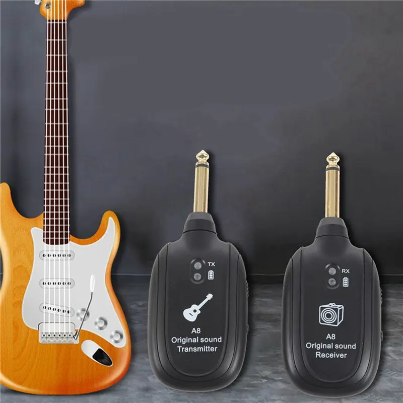 A74K 20X for UHF Guitar Wireless System Transmitter Receiver Built-in Rechargeable 730MHz 50M