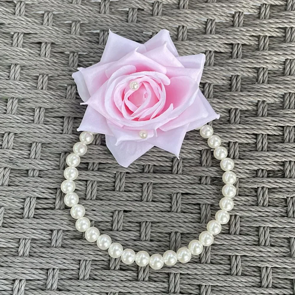 

Dai Nationality Style Rose Flower Hair Rope Hair Tie Yunnan Pearl Bracelet Hair Accessories Headwear Elastic Hair Band