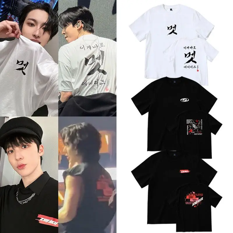 Kpop Boy group ATEEZ Costume casual loose student short-sleeved t-shirt Gift