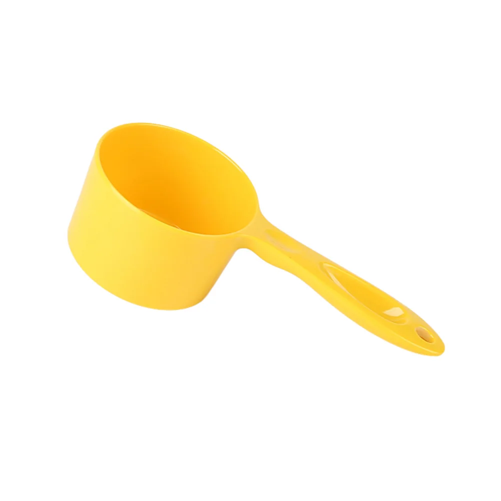 

Pet Food Scoop Long Handle Yellow Durable Food-Grade Melamine Plastic Feeder Tool For Dog Cat Bird Puppy Kitten Food Scoop