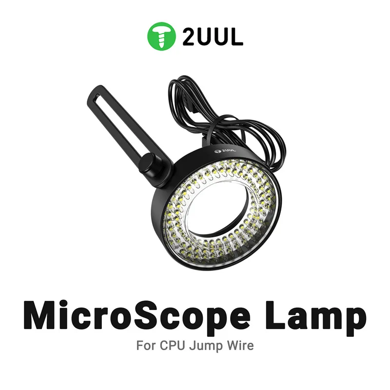 2UUL MS96 CPU Jump Wire Microscope Lamp, 96 LED Ring Light with Adjustable Angle & Brightness, Anti Glare for Clear View