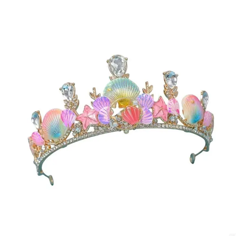 

39BC повязка на голову с короной из морской ракушки, звезды и рыбы для костюмированных вечеринок в океане и свадебных короны для