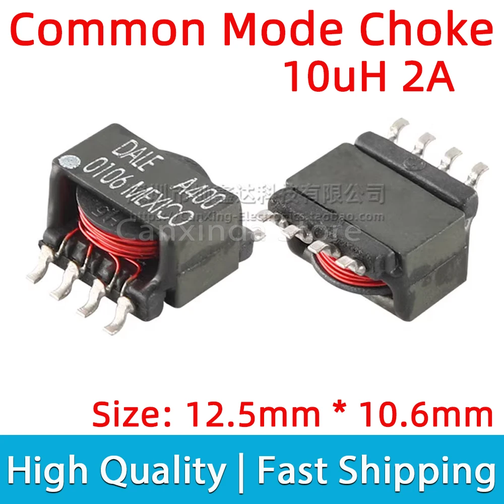 

2pcs SMT Common Mode Choke Coil Power Inductor Inductance 10uH 2A Signal Line Filter Magnetic Ring