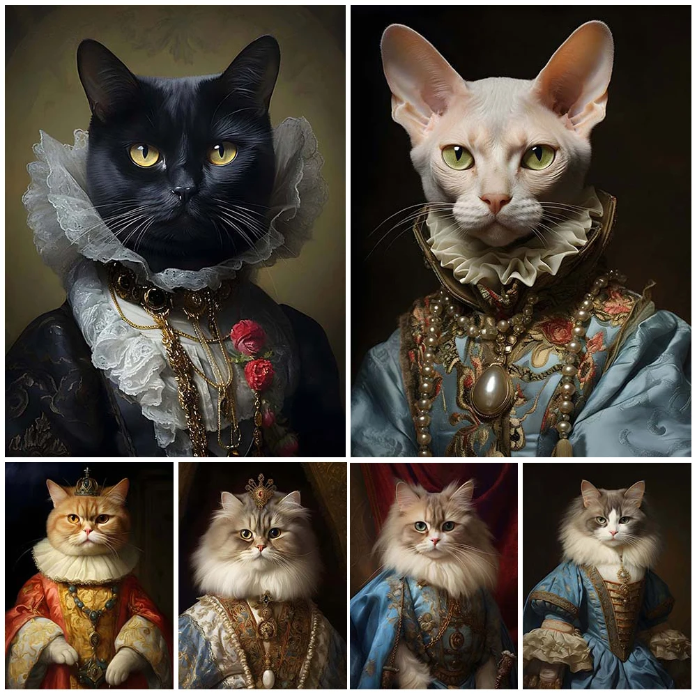 Custom Dog Cat Animals Portrait Princess Posters Wall Pictures For Living Room Vintage Poster Wall Art Canvas Painting Unframed