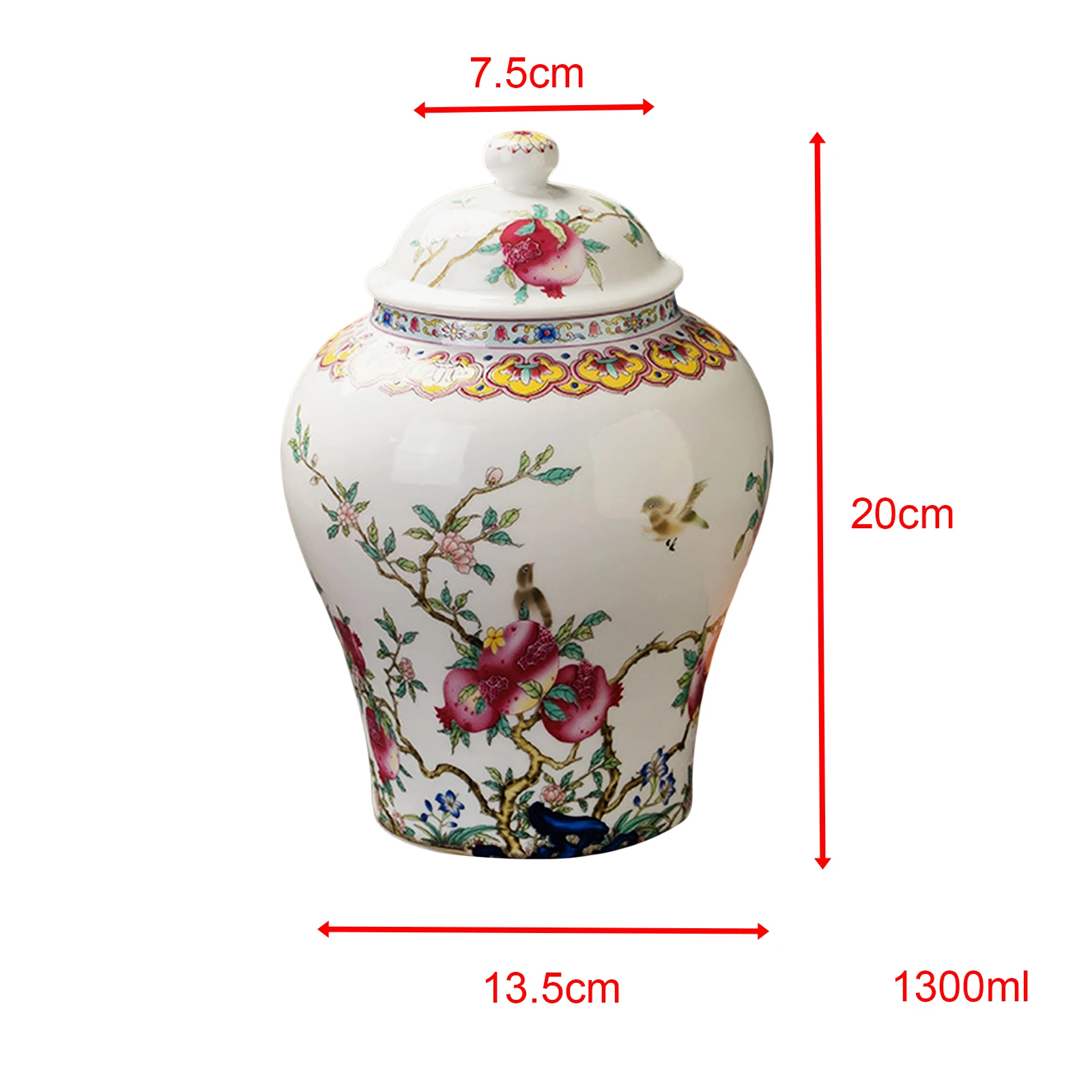 1300ml Ceramic Ginger jar Chinese Porcelain Tea Canisters Large Capacity Celadon Vase Storage Jars Home Decoration