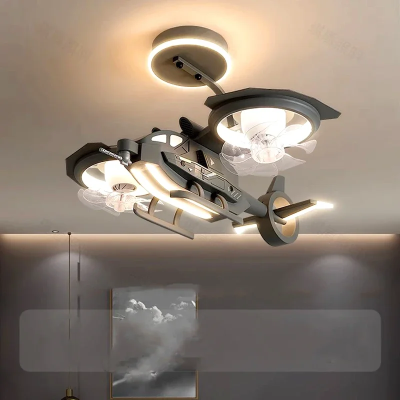 Levou lâmpada do teto com controle remoto, Fan Shaped Light, Fit for Square Fans, Modern Style