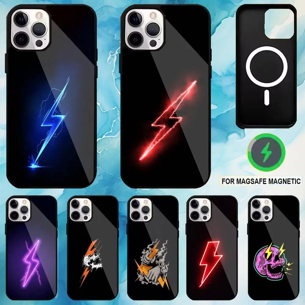 

Lightning Letters Phone Case For iPhone17,16,15,14,13,12,11 Plus,Pro Max Magnetic For Magsafe Wireless Charging