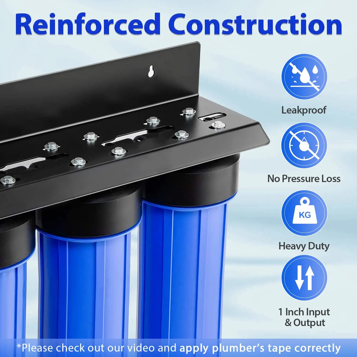 Whole House Water Filter System, Highly Reduces Sediment, Taste, Odor, and up to 99% Chlorine, 3-Stage w/ 20-Inch Sediment