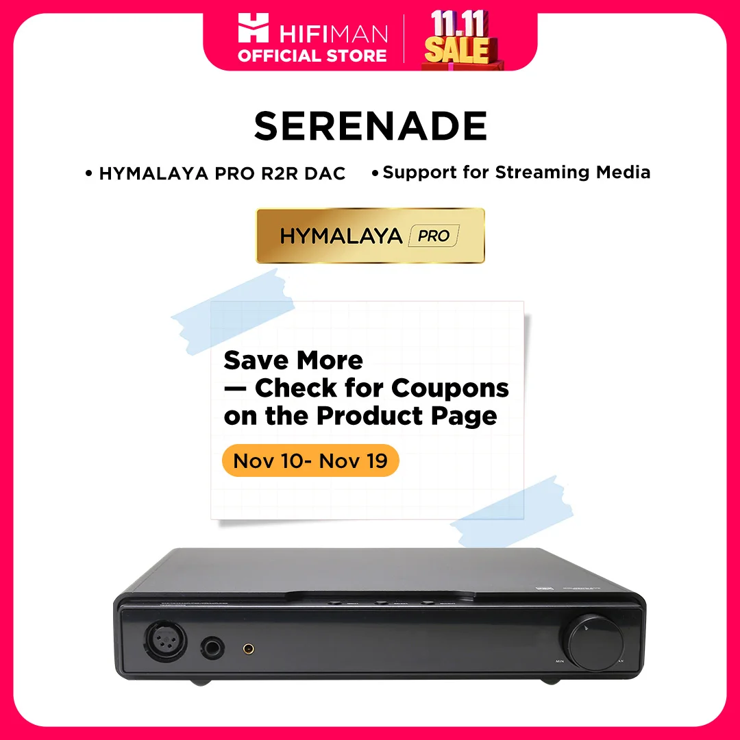 HIFIMAN SERENADE Amplificateur de casque Hi-Fi DAC et classe A avec DAC HYMALAYA PRO R2R, supports de streaming, travail en réseau filaire LAN, noir