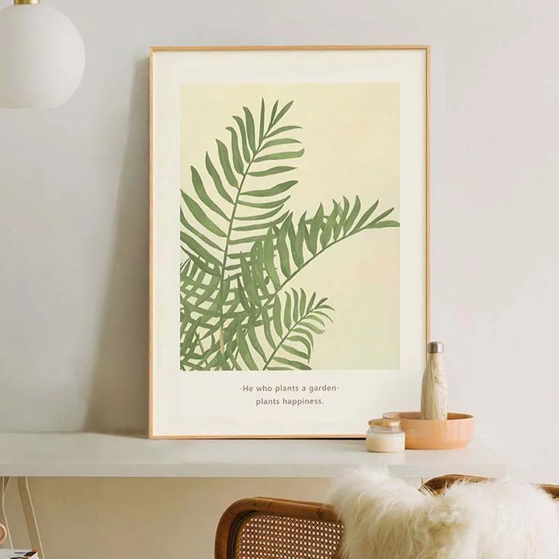 

Minimalist Modern INS Style Living Room Hanging Painting Nordic Fresh Green Plants Leaves Background Wall Decorative Painting