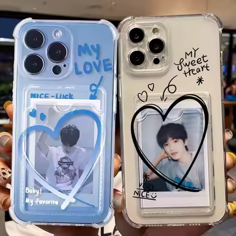 Love Heart Wallet Card Slot Bag Case For Samsung Galaxy A17 A07 A56 A36 A55 A35 S25 S22 Ultra S23 S24 Plus Cover Silicone Funda