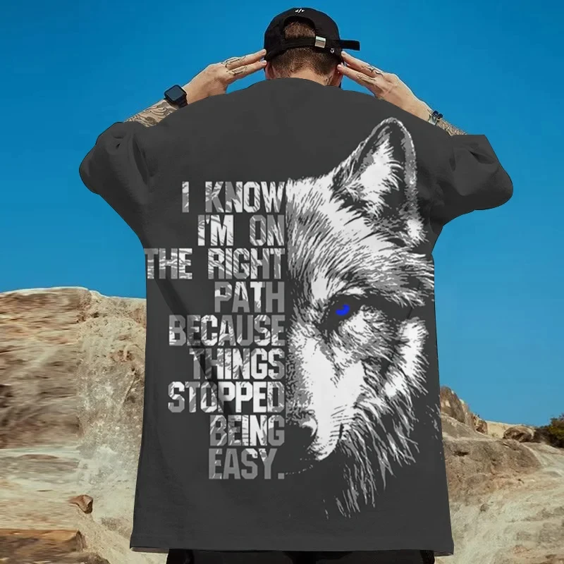 Animal T-Shirts For Men 3d Wolf Print Street Trend Hip Hop T shirt Summer Fashion Casual Oversized Short Sleeve Top Man Clothing