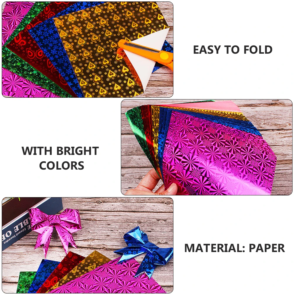 100개 DIY 종이접기 세트, 공예 제작용 플래시 접이식 용지, 예술 프로젝트 및 휴일용 밝은 색상의 종이