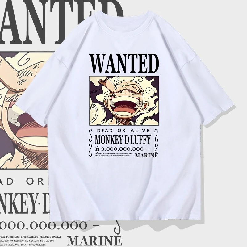 One Piece Luffy Gear 5 Wanted Poster T-Shirt for Men Women and kids, Monkey D Luffy 3 Billion Bounty Casual Streetwear Top
