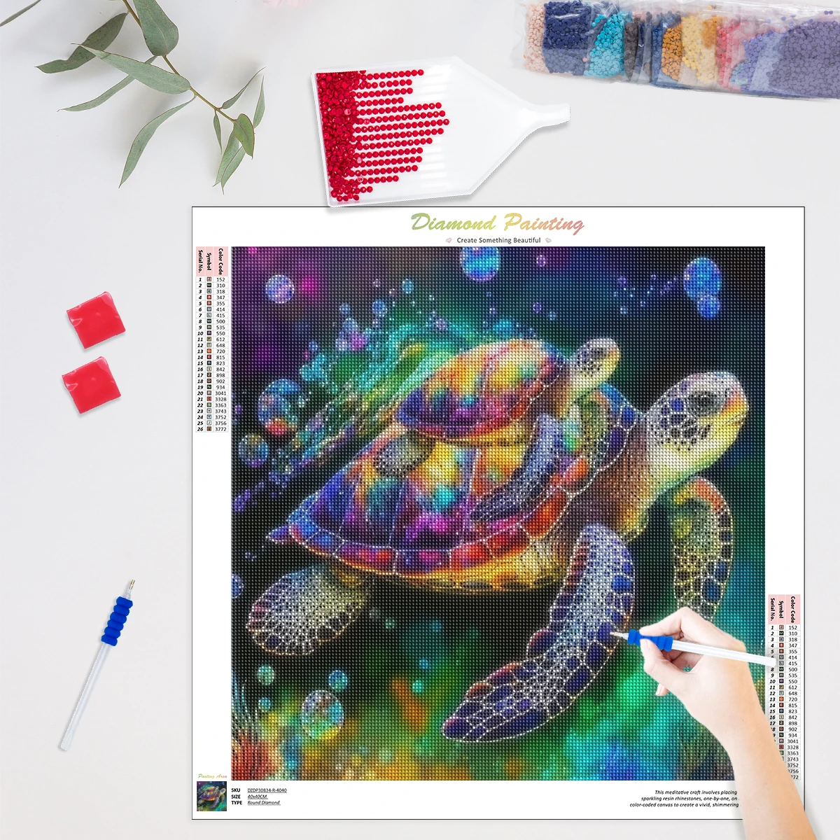 GATYZTORY Diamond Painting Full Square Round Turtle 5D Diamond Embroidery Mosaic Animal Kits Art Home Decoration