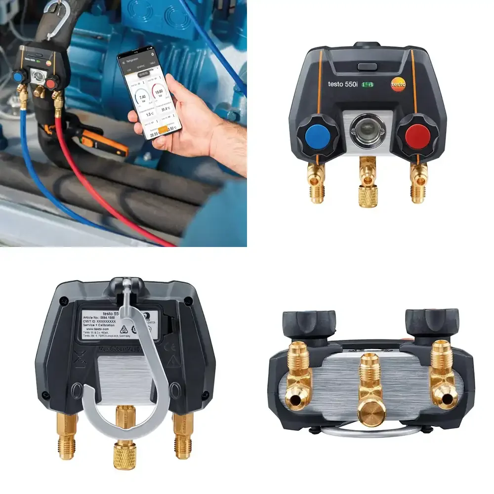 Manómetro Digital para Testo 550i con Control por Aplicación Bluetooth, Bloque de Válvulas de 2 Vías, Herramienta de Refrigeración HVAC para Testo 0564 2550