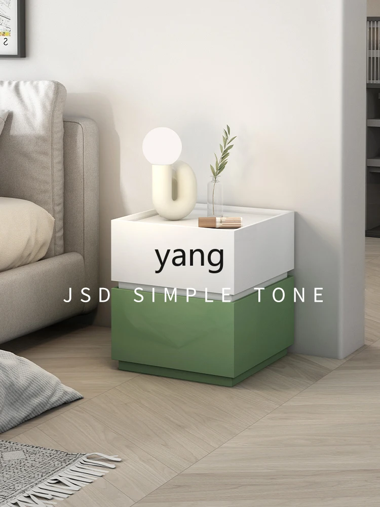 Yjq Cream Style Multi-Layer Bedside Table Solid Wood Simplicity Modern Bedroom Minimalist Bedside Chest of Drawer