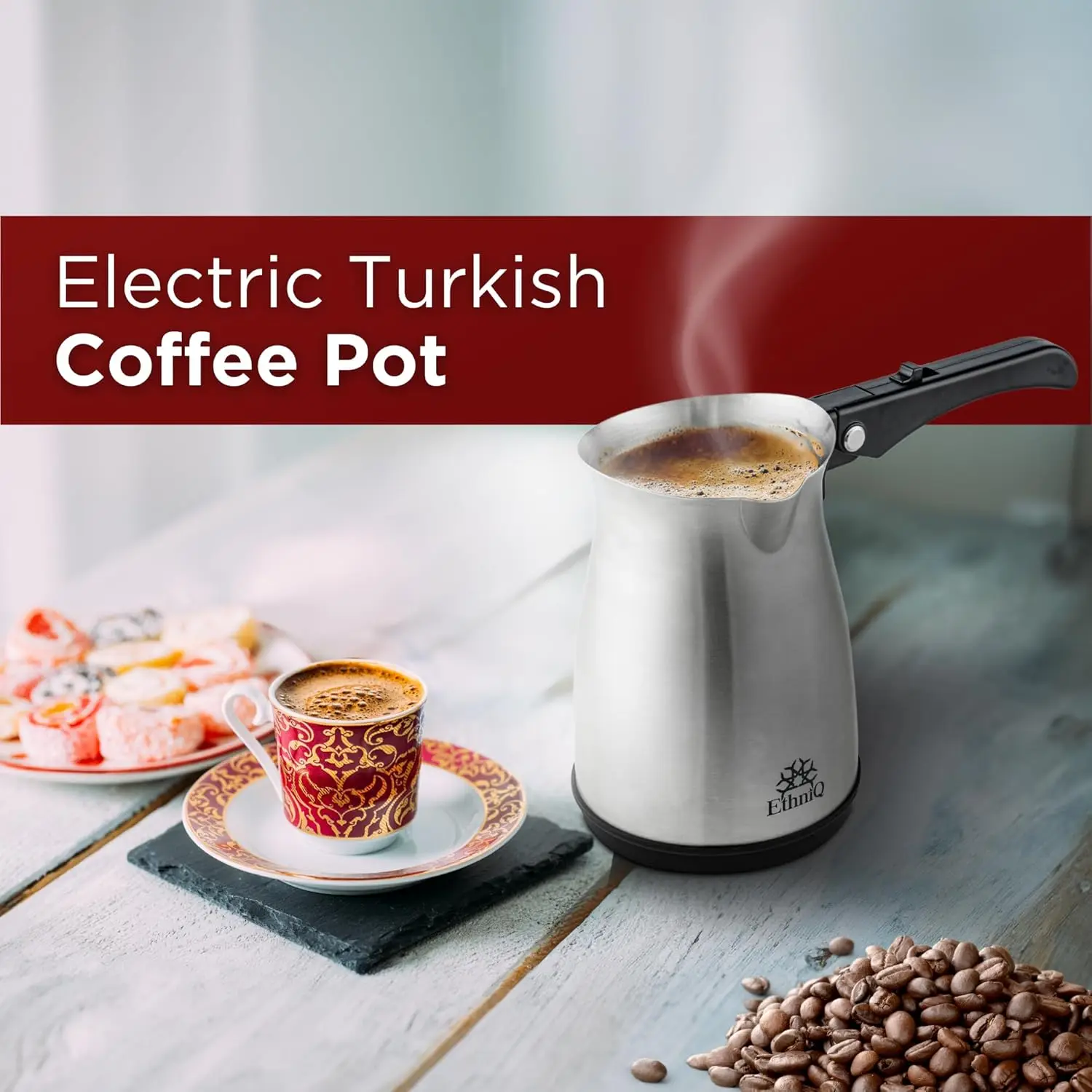 Turkish Coffee Pot - Stainless Steel, 120V, 1 to 4 Cup Capacity, Fast Brewing, Delicious Cup of Turkish, Arabic & Greek Coffe - view 3
