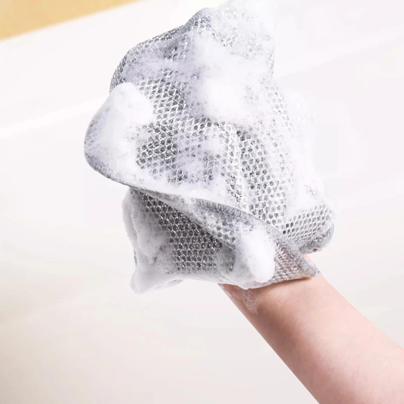 Zackoo 5/10/20pcs Magic Dishcloth Silver Steel Wire Cleaning Cloth Double-sided Thickened Non-Scratch Scrubber Kitchen Pot Pan