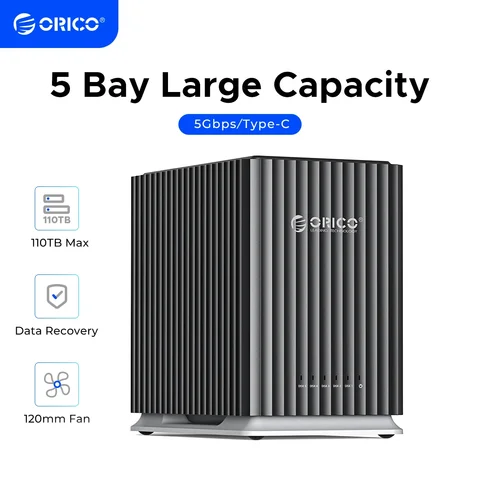 ORICO 2 5 Bay USB C Hard Drive Enclosure DAS Enclosure Personal Storage with 12V 4/10A Power Adapter Silent Design Strong Heat