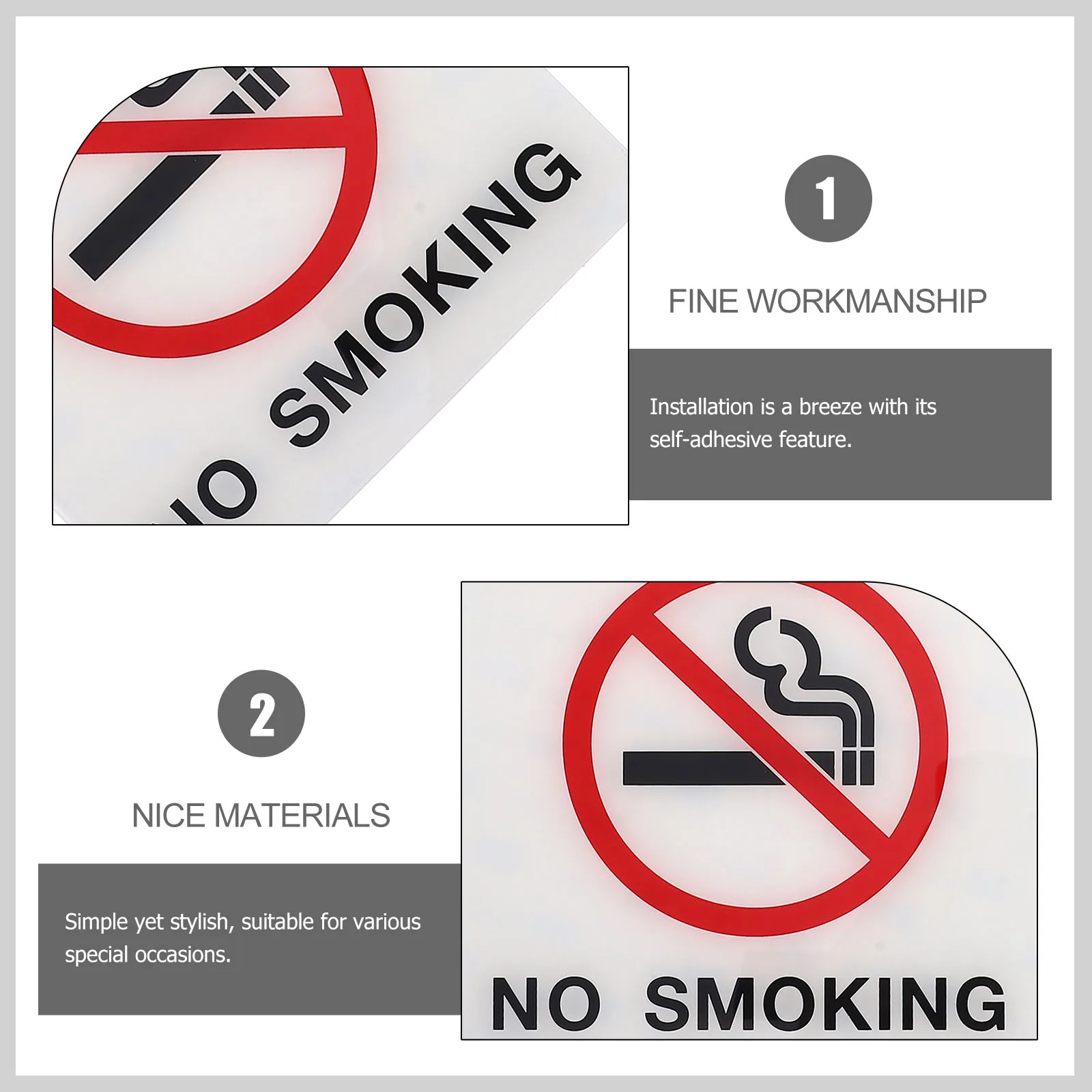 Acryl-Beschilderung, Warnschild, No Smoking Logo, Plakette, No Smoking Public Shope Signage, Bürogebäude, warmes Erinnerungsschild, NEU