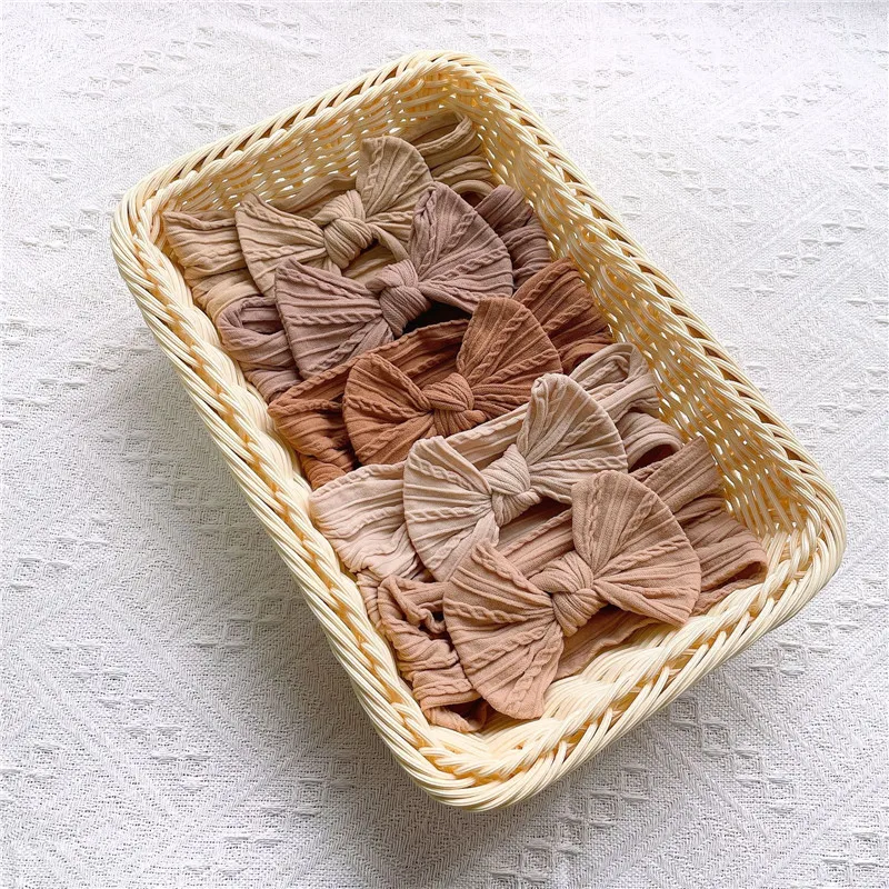 Ikat kepala bayi lucu, 5 buah/set elastis lembut pita rajut bayi baru lahir balita Priccess gadis pita aksesoris untuk 0-3 tahun