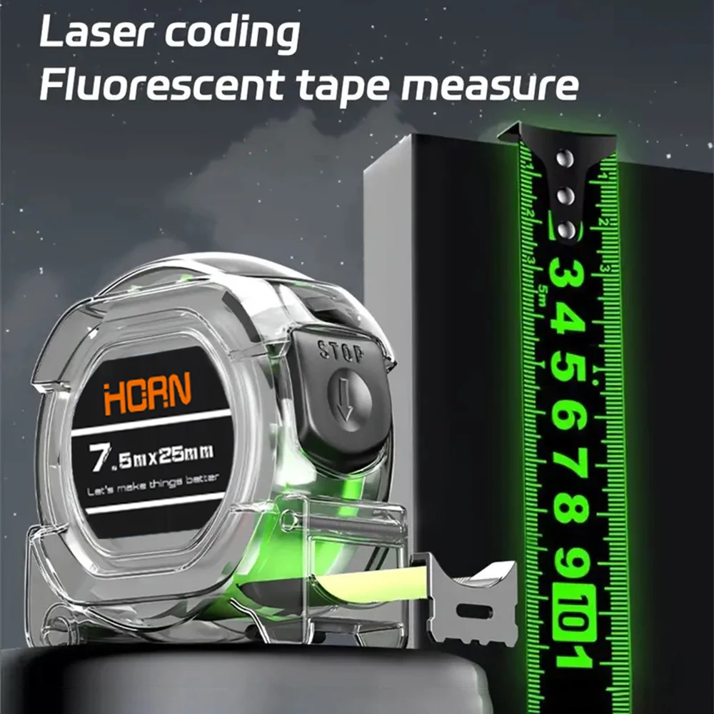 3/5/7.5/10M Self-Locking Tape Measure Fluorescent Tape Measure High Precision Thickened Wear-resistant Drop-proof Tape Measure