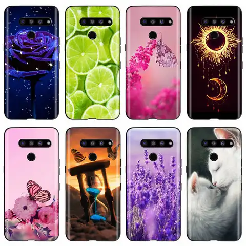 LG V50 ThinQ 5G 케이스의 경우 LG V40 ThinQ 전화 케이스의 새로운 패션 페인트 커버 LG V50S ThinQ 5G 범퍼 용 소프트 실리콘 Fundas