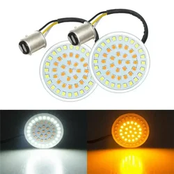 2x 1157 LED White Amber Stop Brake Turn Signal Inserts Lights Lamp For Harley Sportster Touring Electra Glide CVO Motorcycles