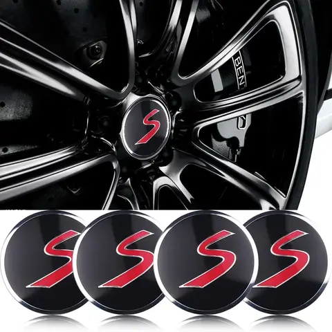 자동차 휠 센터 커버 스티커 허브 캡 데칼, MINI S WORKS COOPER JCW R50 R52 R53 R55 F56 F57 F60, 56MM S 글자 엠블럼, 4 개 자동차 휠 센터 커버 스티커 허브 캡 데칼, MINI S WORKS COOPER JCW R50 R52 R53 R55 F56 F57 F60, 56MM S 글자 엠블럼, 4 개