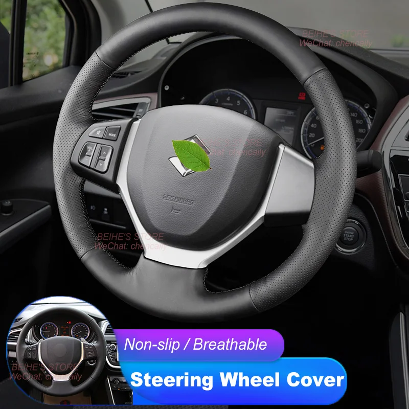 

Hand-Sewn Nappa Leather Alcantara Car Steering Wheel Cover for Suzuki 17 SWIFT 14-15 S-CROSS 16-18 Vitara Interior Accessories