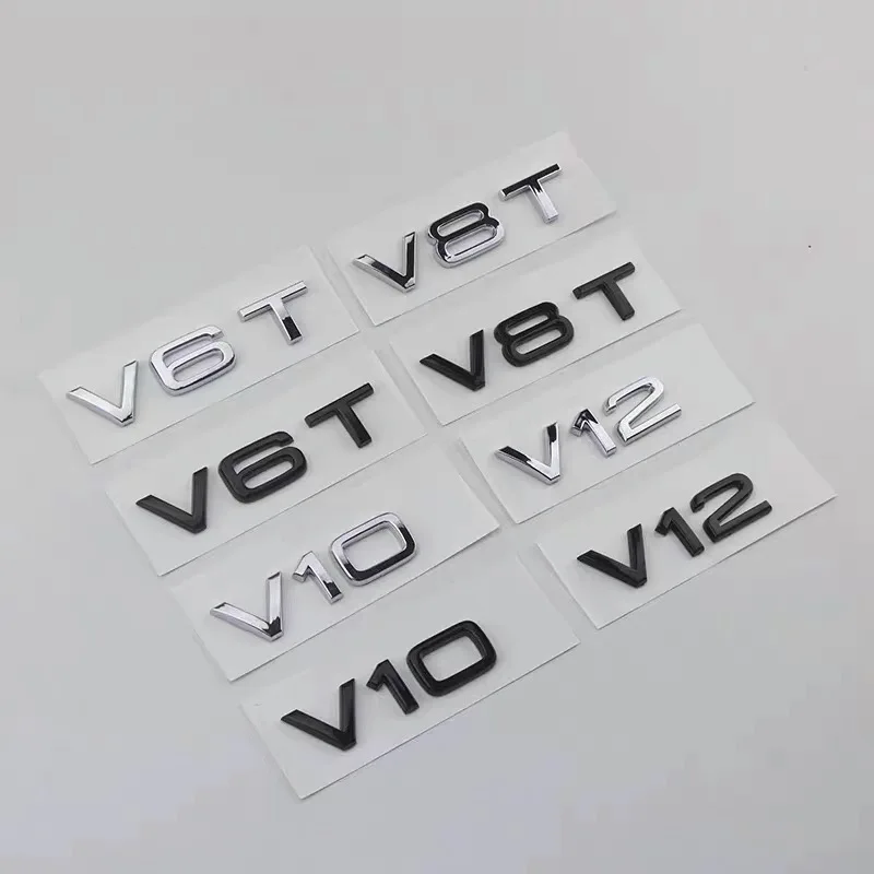 Image of 1 Stück 3D ABS Buchstaben-Emblem Aufkleber für Karosserie, Kotflügel, Gepäckraum, passend für Audi V6T V8T V10 Kotflügel-Umbauzubehör.