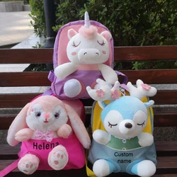 Personalised Plush Unicorn Stuffed Animals Backpack with Removable Stuffed Unicorn Plush Toy Animals Backpack for Girls