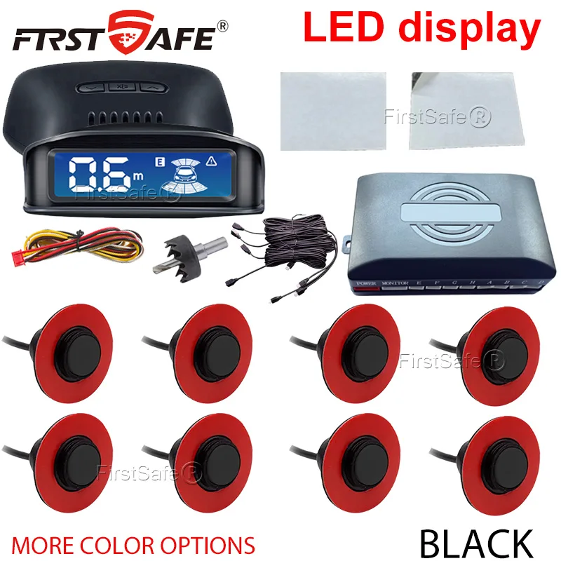 

Parking Sensor Kit Car LCD Display Backlight Reverse Radar Monitoring System 8 16.5mm 12V 6-Color Sensors